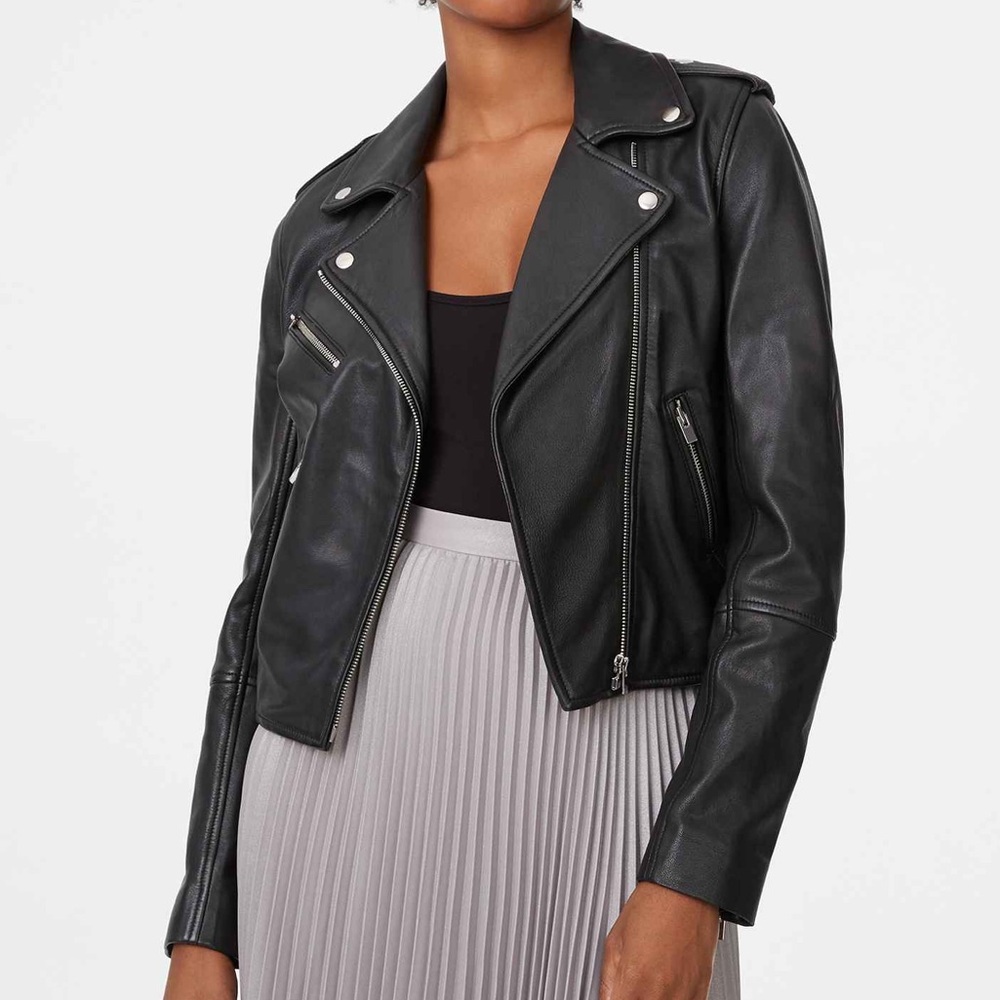 Club Monaco Black Leather Gracella Jacket 100% Lambskin
